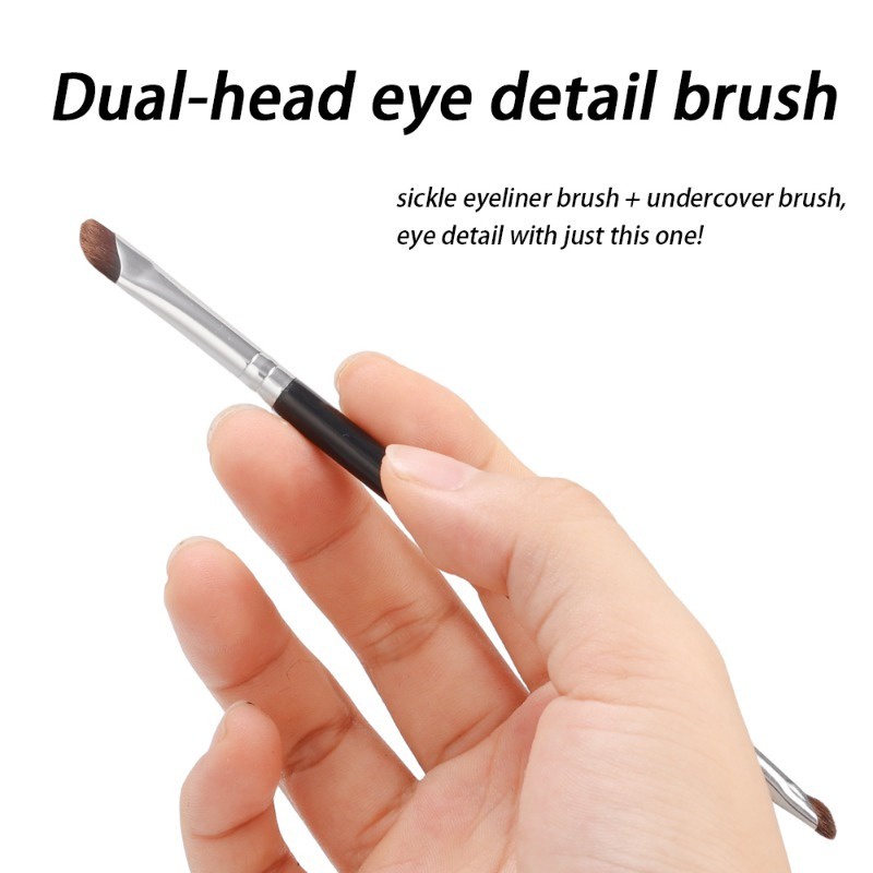 Cọ kẻ mắt góc siêu mỏng / double head sickle eye details smudge brush / lower eyelid eyeshadow chi tiết đồ trang điểm