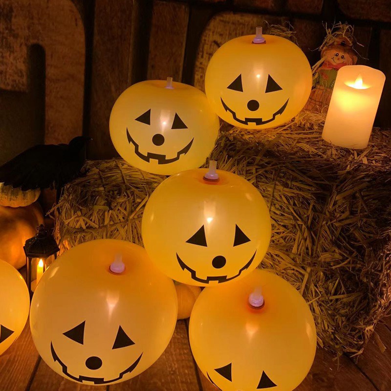 Bóng đèn led halloween bí ngô đèn lồng / biểu cảm phát sáng bóng lễ hội ma / bóng bay bơm hơi phát sáng đèn khí quyển / trang trí bầu không khí tiệc