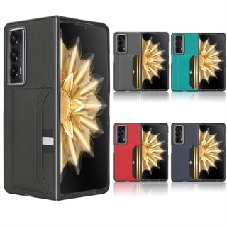 Đối với honor magic v2 5g case nhiều khe cắm thẻ vỏ da pu rắn và bìa sách pc