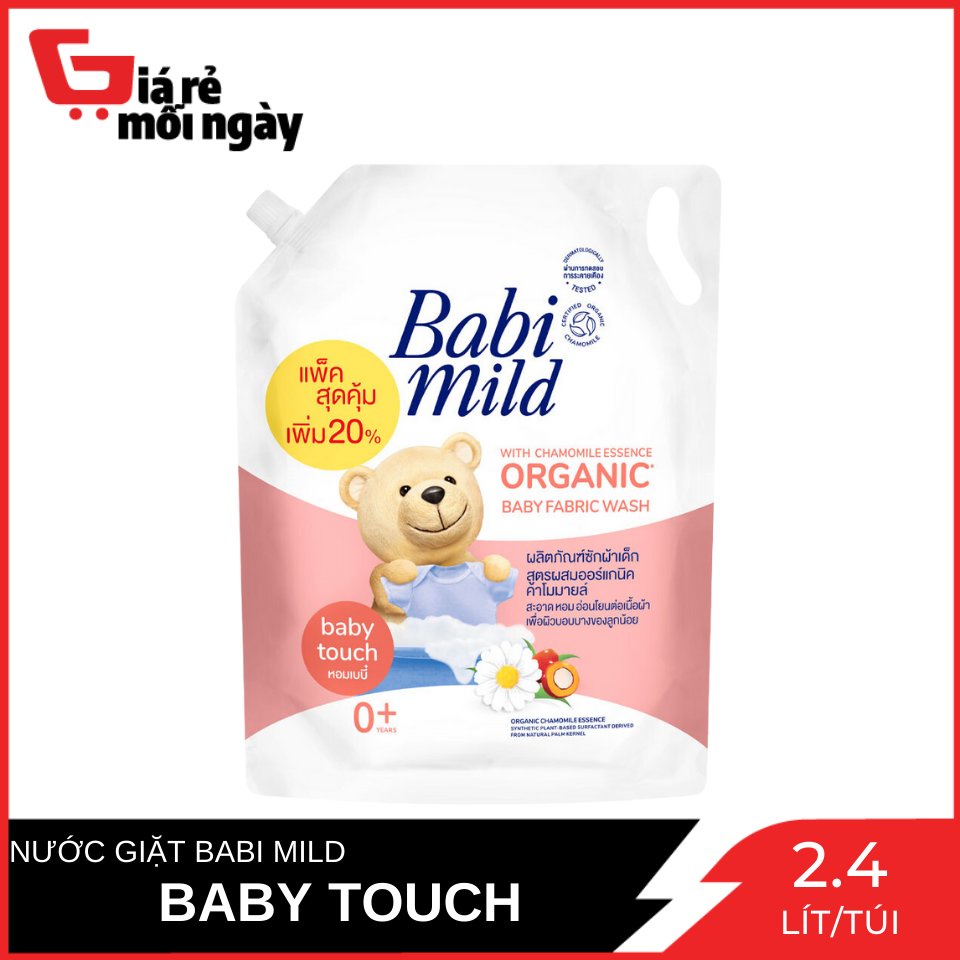 Nước giặt quần áo trẻ em Babi Mild Tinh chất Hoa Cúc Túi 2400ml
