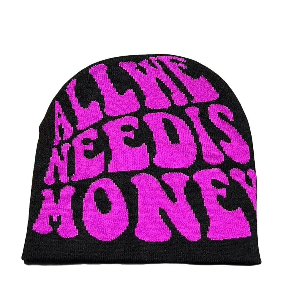 Lonngzhuan Mũ beanie Dệt Kim acrylic In Chữ y2k ins Ấm Áp Phong Cách hip hop Cho Nam Và Nữ