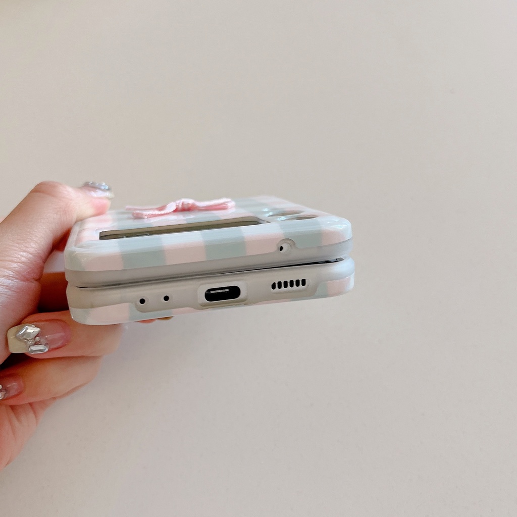 Vỏ pc cứng cho samsung galaxy z flip 5 4 3 5g funda rope bracelet case bowknot