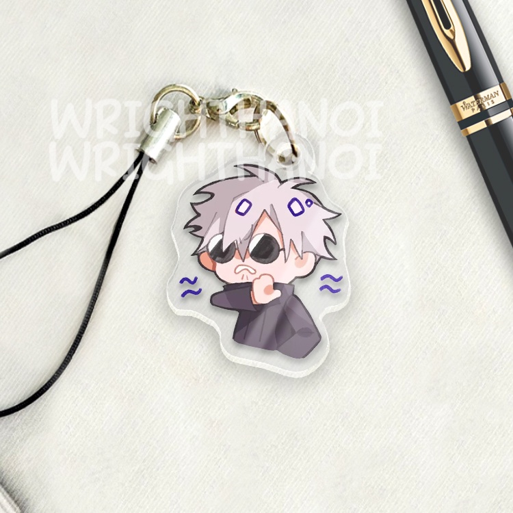 Móc treo điện thoại, dây đeo điện thoại, móc khóa acrylic Jujutsu Kaisen Gojo Satoru anime chibi cute trang trí ba lô