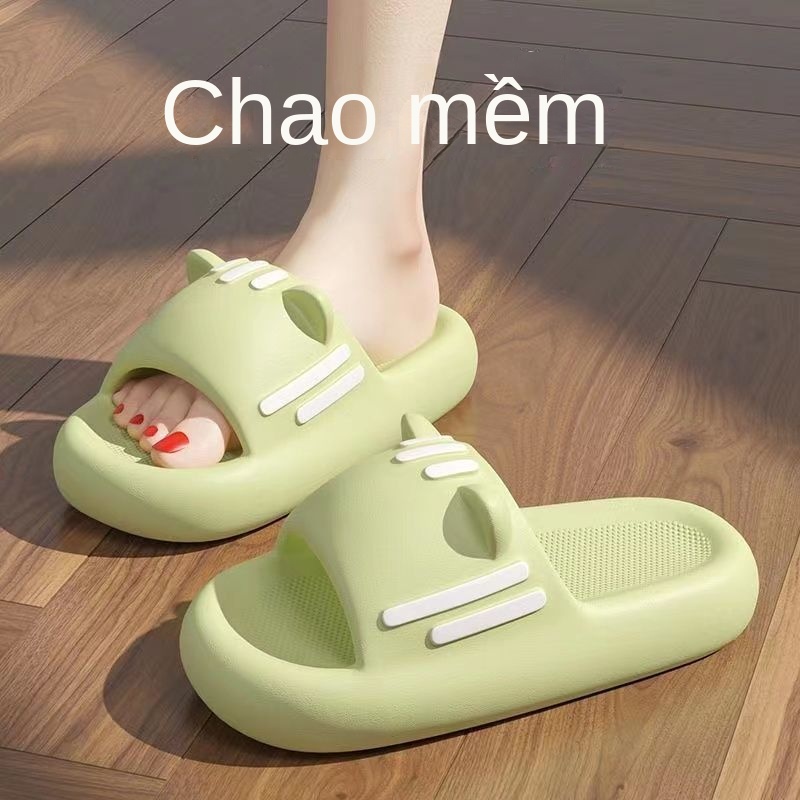 Dép Đi Trong Nhà Mùa Hè Đế Dày Chống Trượt Hình Tai Mèo Cho Nữ