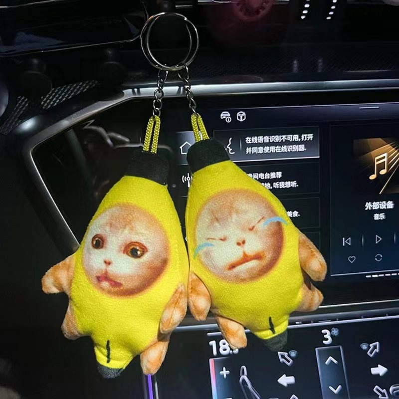 10 cm jason khóc chuối mèo đồ chơi sang trọng chuối mèo khóc meme chuối mèo móc khóa mèo trong búp bê chuối quà tặng trẻ em hạnh phúc