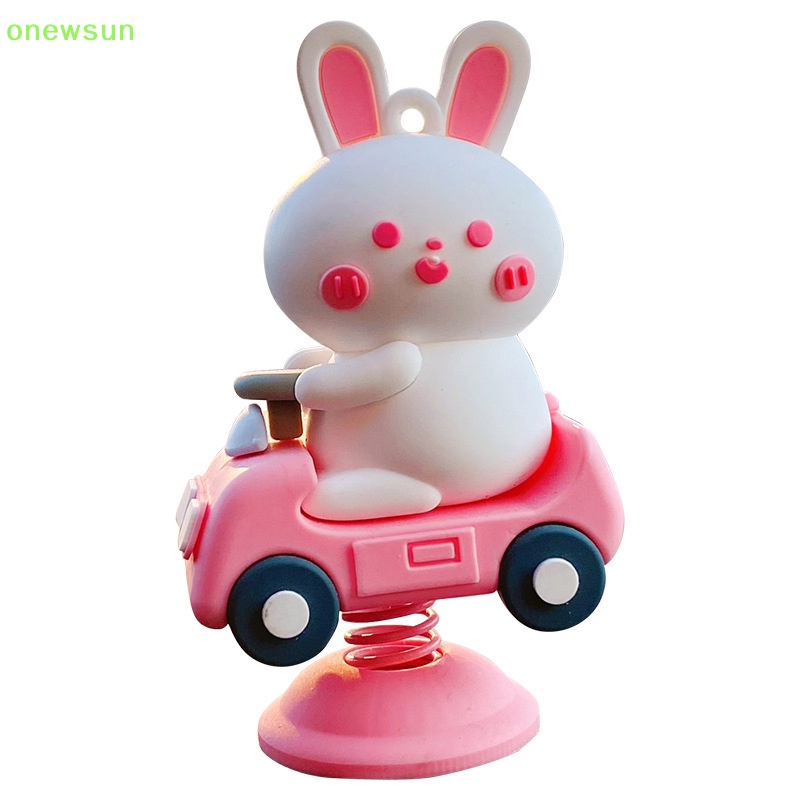 Onewsun phim hoạt hình lắc đầu thỏ gấu phụ kiện ô tô bảng điều khiển ô tô dễ thương cưỡi ô tô lợn chó búp bê trang trí cho bé gái món quà cặp đôi mới