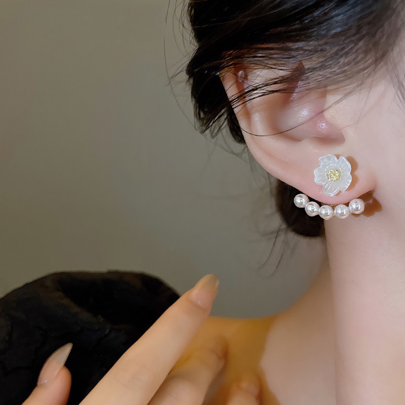 Bông Tai Hai Lớp Đính Ngọc Trai Siêu Nữ Tính