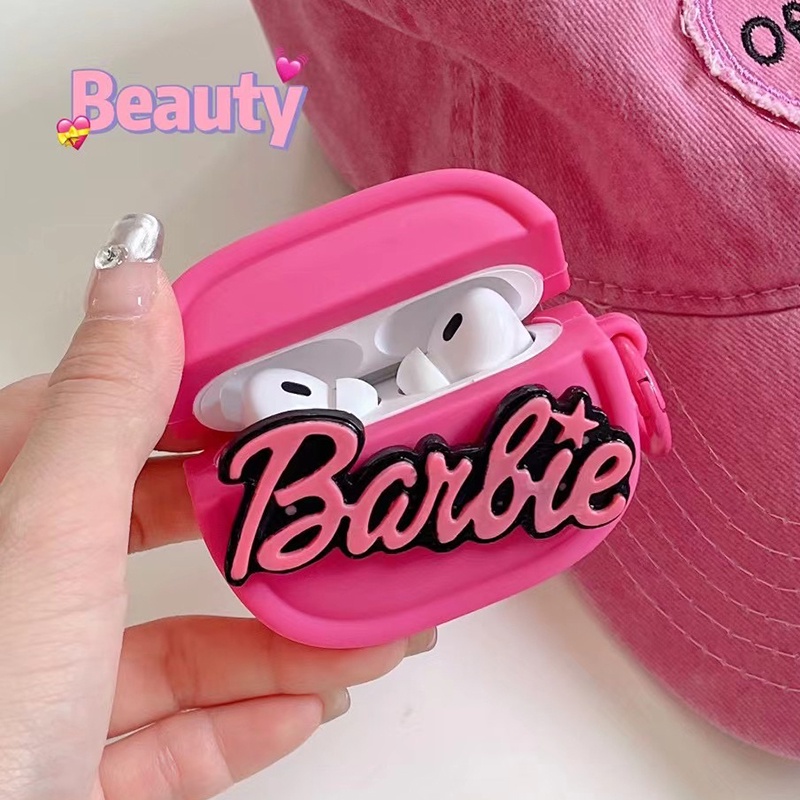 Barbie letter rose red pink black silicone oval barbie letter có thể xoay tương thích cho airpods pro airpods pro2 airpods tai nghe bluetooth không dây thế hệ 3/2/1 vỏ mềm