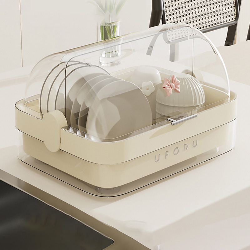 Hellojimmy giá bát thoát nước đa chức năng cho đồ dùng gia đình dao kéo nhà bếp có nắp giá để đồ chống bụi