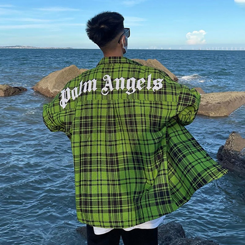 Phong cách vintage|Nam giới retro kẻ sọc hàng đầu đơn giản lỏng tay áo dài thiết kế in chữ chất lượng cao hàng đầu