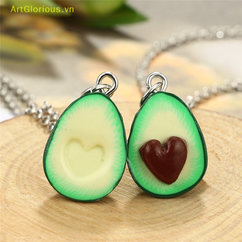 Artglorious handmade polymer clay avocado heart mặt dây chuyền vòng cổ best friend jewelry gift vn