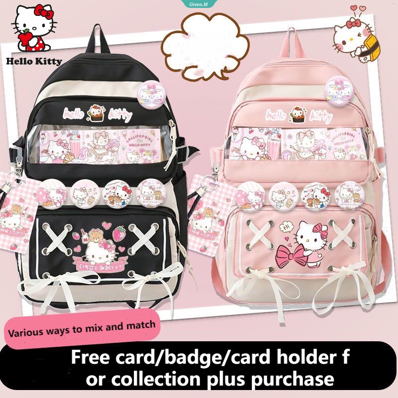 Sanrio hello kitty ba lô dung lượng cao phim hoạt hình không thấm nước túi máy tính xách tay nữ anime thiết bị ngoại vi túi đi học [gm]