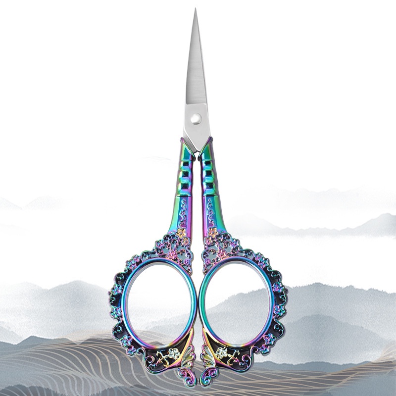 Hoa mận mô hình thép không gỉ Vintage kéo may vải máy cắt thêu thợ may kéo chỉ công cụ may