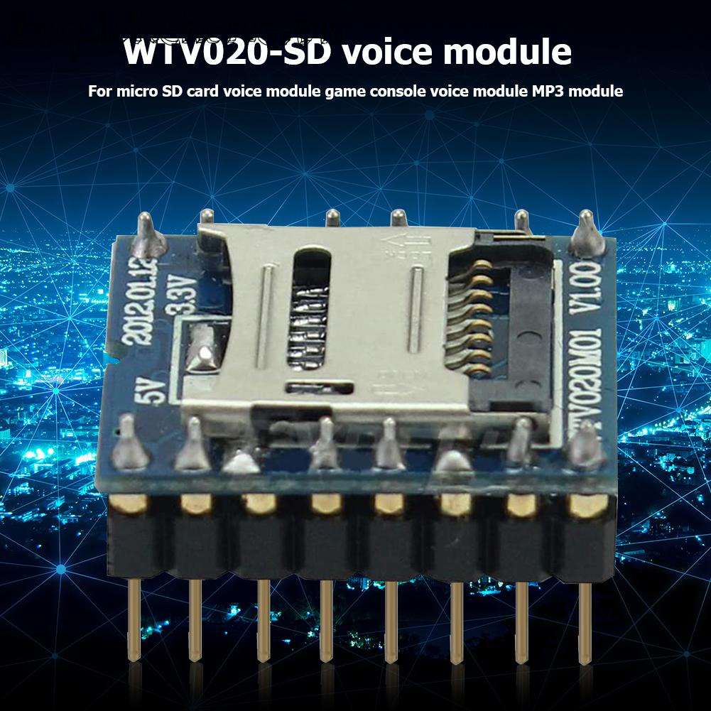 Wtv020-sd voice module hỗ trợ thẻ nhớ 32m-1gb mini sd card mp3 sound module