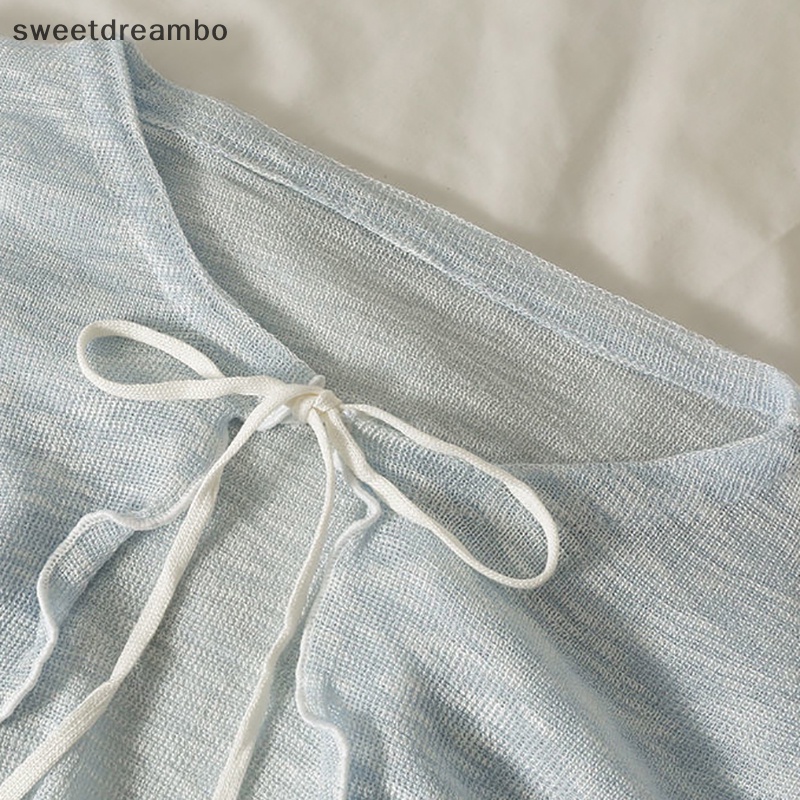 Áo Cardigan chống nắng mỏng tay dài có dây buộc thời trang mùa hè màu trơn cho nữ