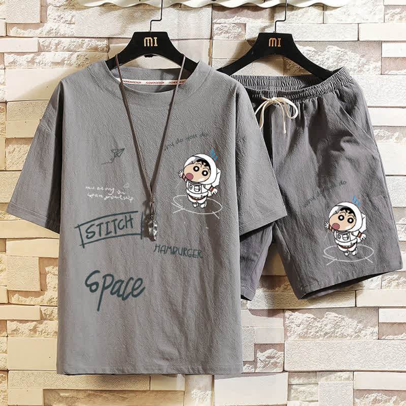 【luckin men's】bộ đồ，áo thun nam đẹp+quần short ống rộng nam，áo local brand，áo phông，Mùa hè Mens Casual Sports Wear, Dệt nhanh khô lỏng tay áo ngắn+quần short, Man T-shirt Set， đồ bộ nam，quần đùi