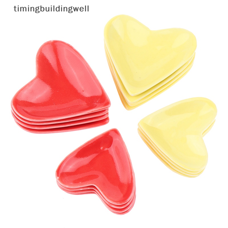 Twvn 4 cái / bộ doll house mini kitchen cutlery ceramic heart-shaped plate tableware set qdd