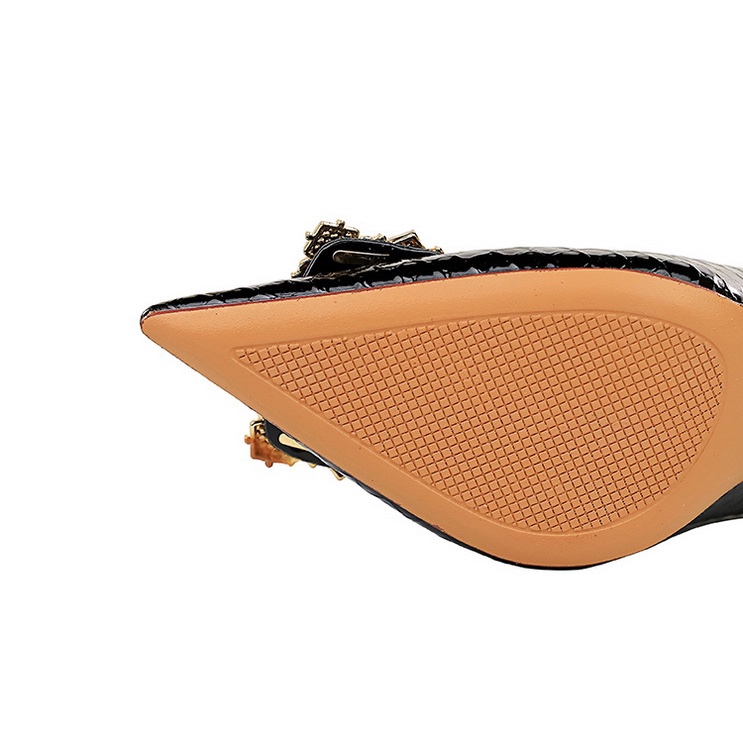 Bigtree Giày Cao Gót 9.5cm Mũi Nhọn Đính Đá Kim Loại Thời Trang Công Sở Cho Nữ