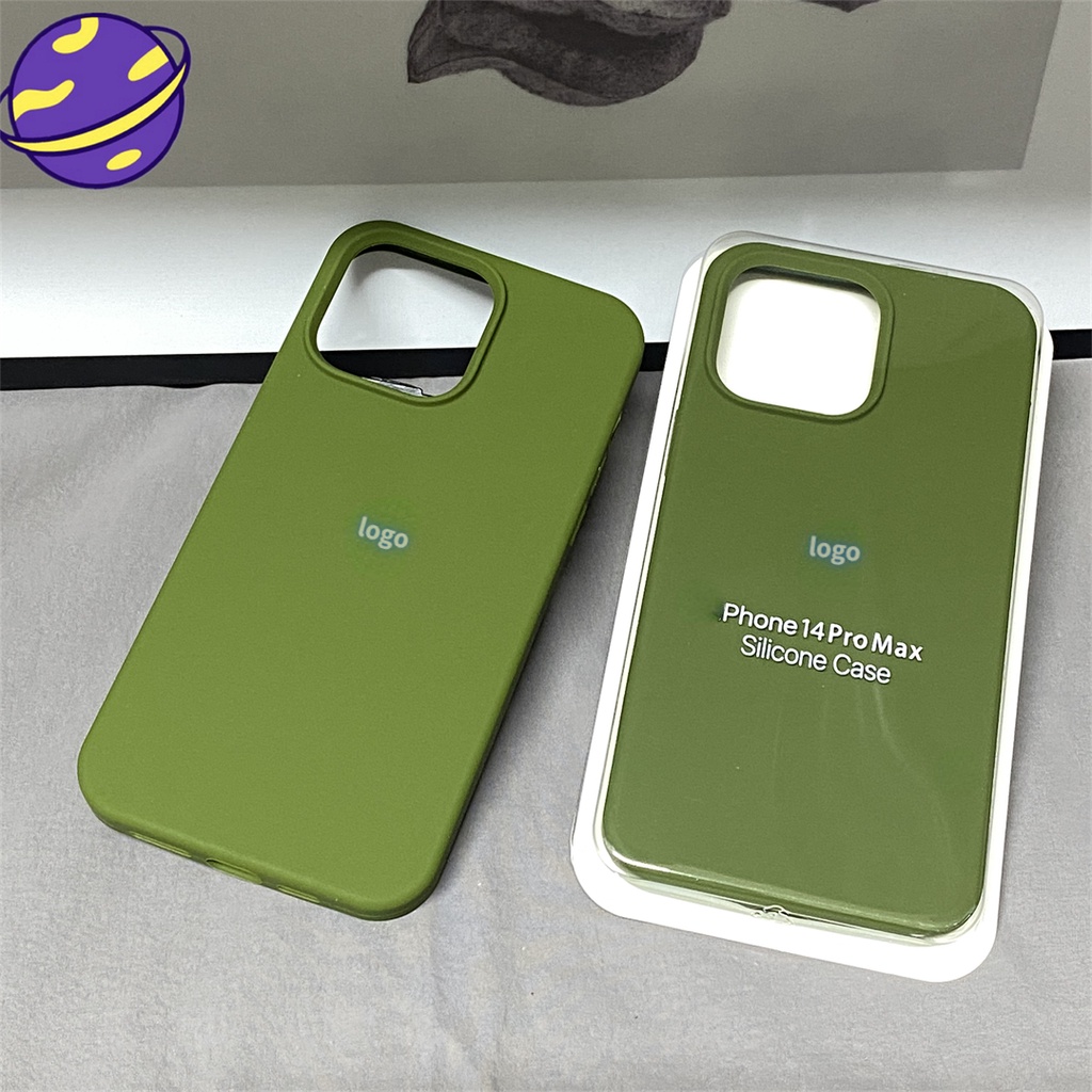 Pine green apple 15 silicone case cho iphone 15 14 13 12 11 pro x xs max 6 7 8 14 15 plus xr liquid skin feel vỏ điện thoại vỏ mềm