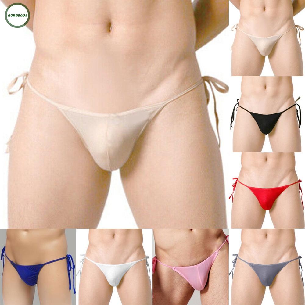 Mới đến ~ quần sịp jock strap ren up knickers quần lót ice silk sexy mens g-string
