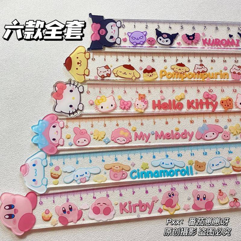 Sanrio melody kuromi cinnamoroll dễ thương thước 15cm hellokitty acrylic thước trong suốt quà tặng văn phòng phẩm cho học sinh