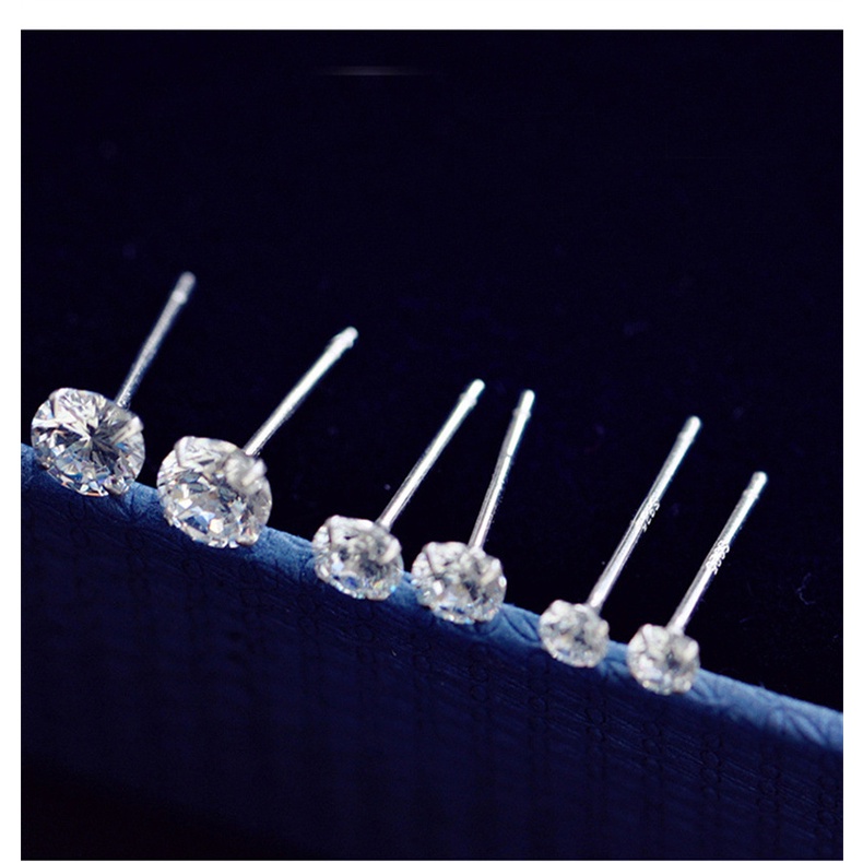 Khuyên tai bạc nữ nụ đá tròn Bông tai bạc 925 nam nhiều size