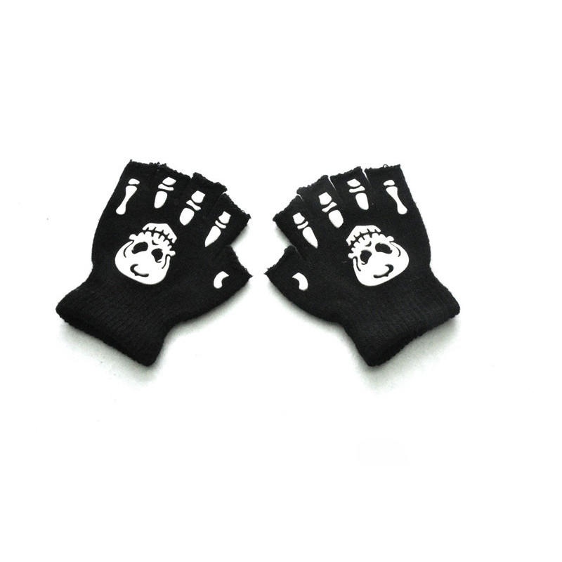 Warmom trẻ em trẻ em găng tay halloween găng tay đầu lâu phát sáng
