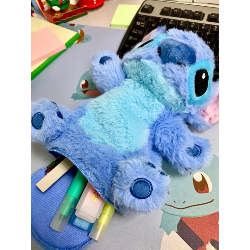 Dễ thương stitch winnie bear puff bear pen bag storage hộp văn phòng phẩm dây kéo sang trọng búp bê sang trọng