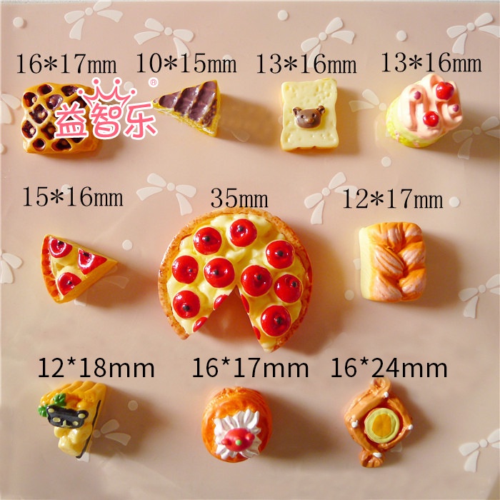 10 cái pizza bread flatback cabochons cho kẹp tóc điện thoại trang sức thủ công phụ kiện trang trí