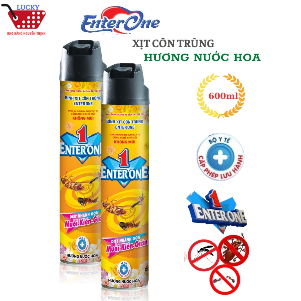 Bình xịt côn trùng EnterOne hương hoa thiên nhiên 600ml Xit muỗi kiến dán an toàn hiệu quả