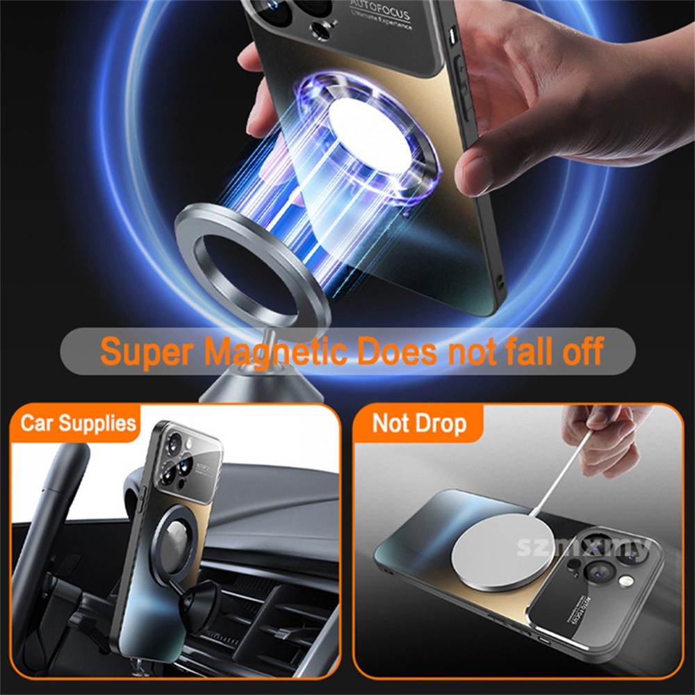 Vỏ điện thoại từ tính màu đen mờ ag cao cấp cho iphone 14 13 12 pro max 11 với nắp lưng bảo vệ máy ảnh bằng kính