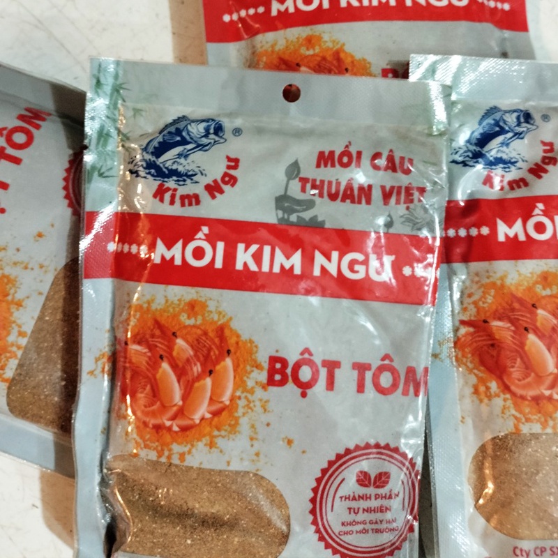 Mồi Câu Cá Kim Ngư, Bột Tôm Tự Nhiên 150g, dẫn dụ cá rô phi, diêu hồng, chép..