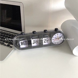 Đồng hồ để bàn lật số kèm lịch lật trang, phụ kiện trang trí phong cách Hàn Quốc - Sapo Decor 93