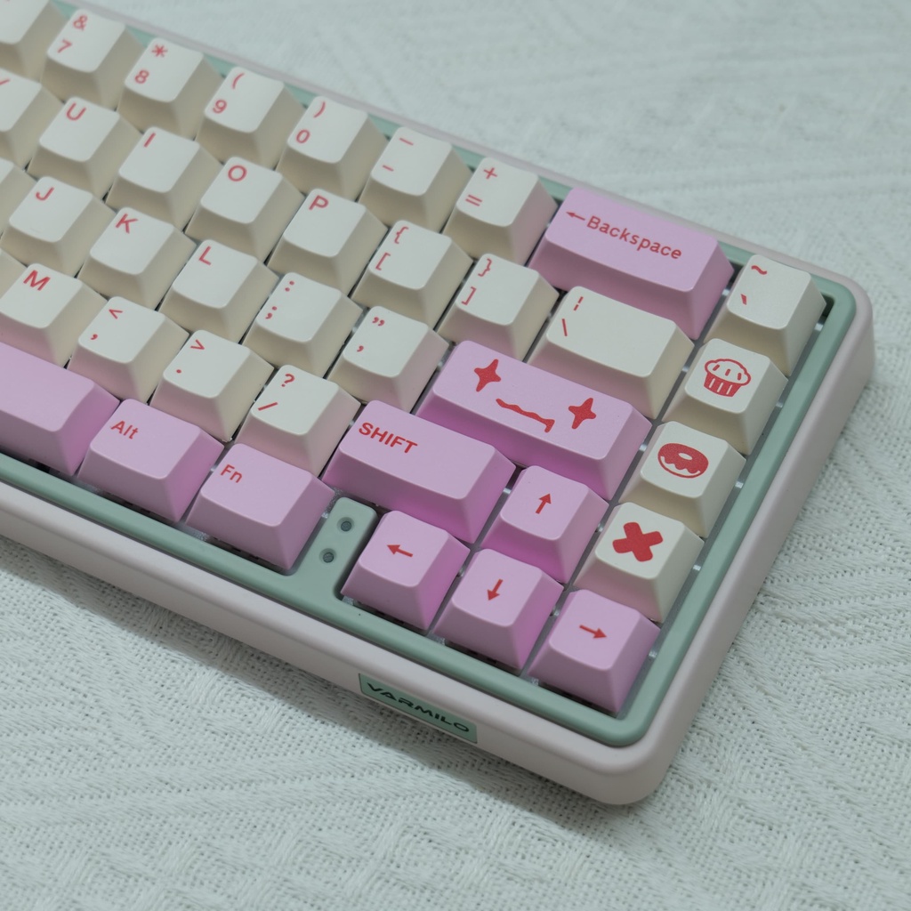 Rim keycaps cherry profile nữ tính màu hồng pbt dye bàn phím cơ phụ keycap