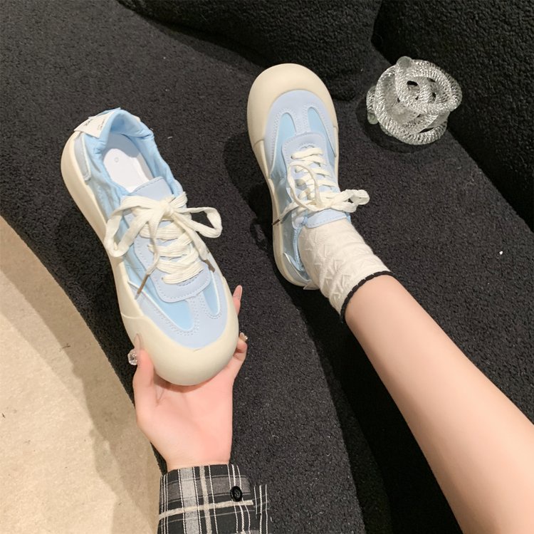 All-match ngón chân tròn miệng trung thể thao giày thường dây đeo chéo nhẹ hàng ngày mặc bên ngoài nền tảng đế giày thể thao nữ