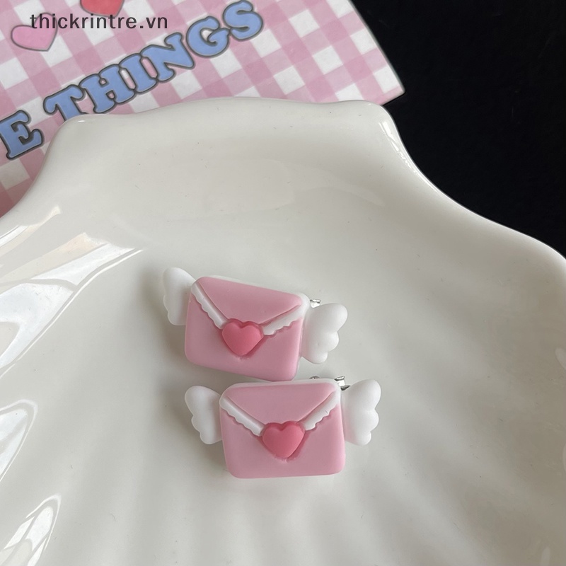 Thi phong bì đáng yêu đôi cánh thiên thần kẹp tóc cho bé gái kẹp tóc màu hồng ngọt ngào dễ thương side bang barrette y2k phụ kiện tóc vn