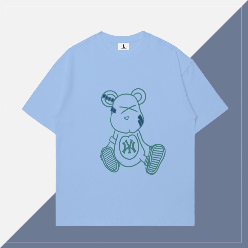 N-y bear short sleeve t-shirt nữ mùa hè phiên bản hàn quốc thời trang nam thương hiệu cặp đôi mặc bông lỏng trên nửa tay áo t