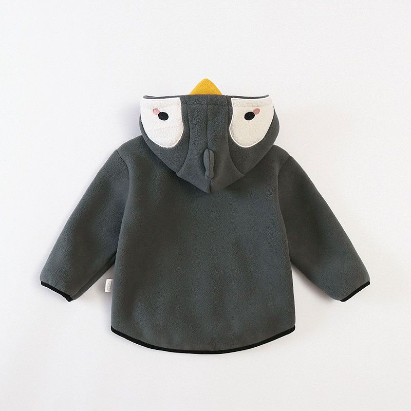 Hoạt Hình Áo Khoác Có Mũ Trùm Phối Màu Tương Phản Ấm Áp Dành Cho Nữ