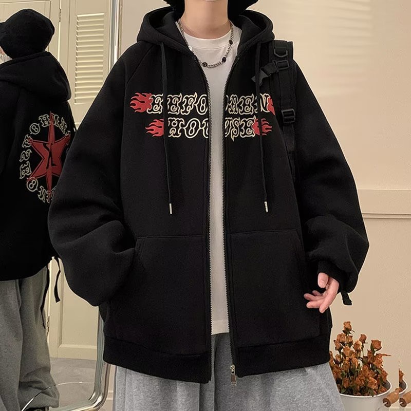 Áo Khoác Dáng Rộng In Hình Ngôi Sao Phong Cách Âu Mỹ Thời Trang Xuân Thu Cho Nam