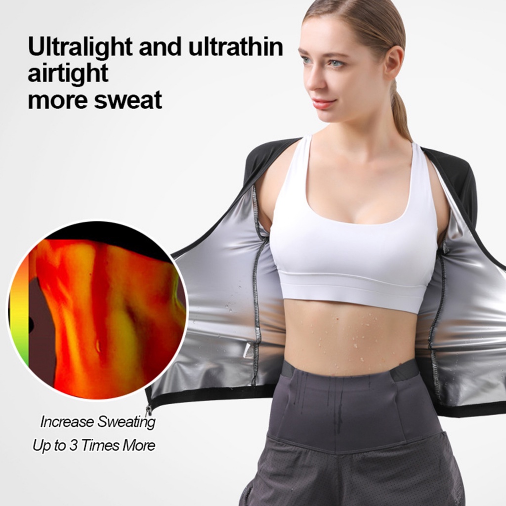 Surens.cl phụ nữ sauna suit mồ hôi vest phụ nữ sauna suit tăng giảm cân giảm béo dây kéo đóng cửa dài tay áo tập luyện áo khoác mồ hôi shapewear