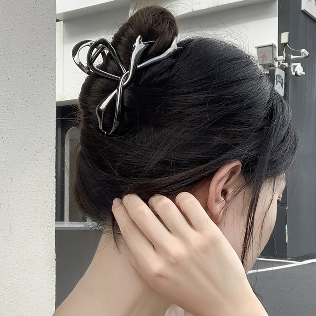 Kẹp Tóc Hình Nơ Bằng Kim Loại Phong Cách Hàn Quốc Ngọt Ngào Thời Trang Cho Nữ