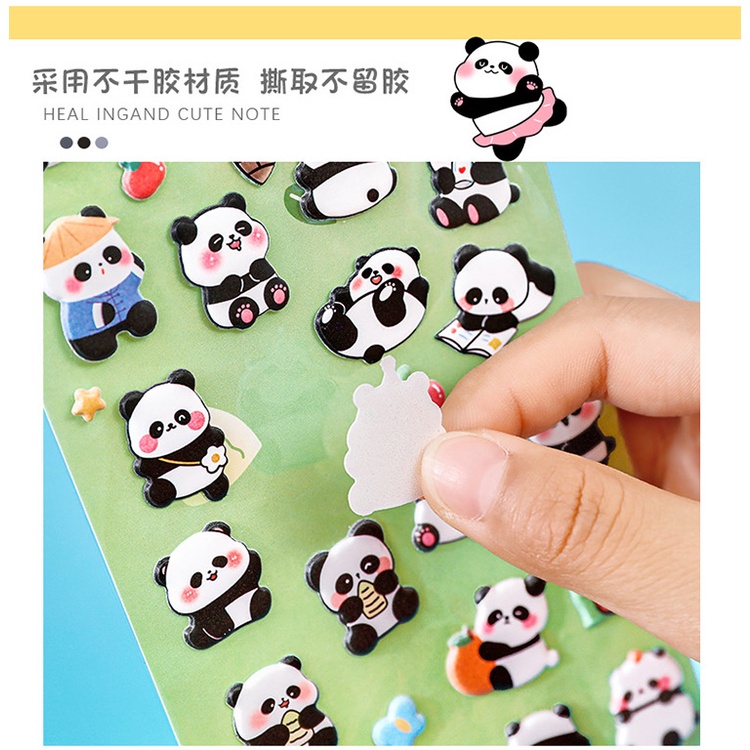 Nhãn dán Hình dán gấu trúc dễ thương Nhãn dán bong bóng trang trí Sổ tay văn phòng phẩm đồ dùng học sinh Văn phòng phẩm quà  phần thưởng
