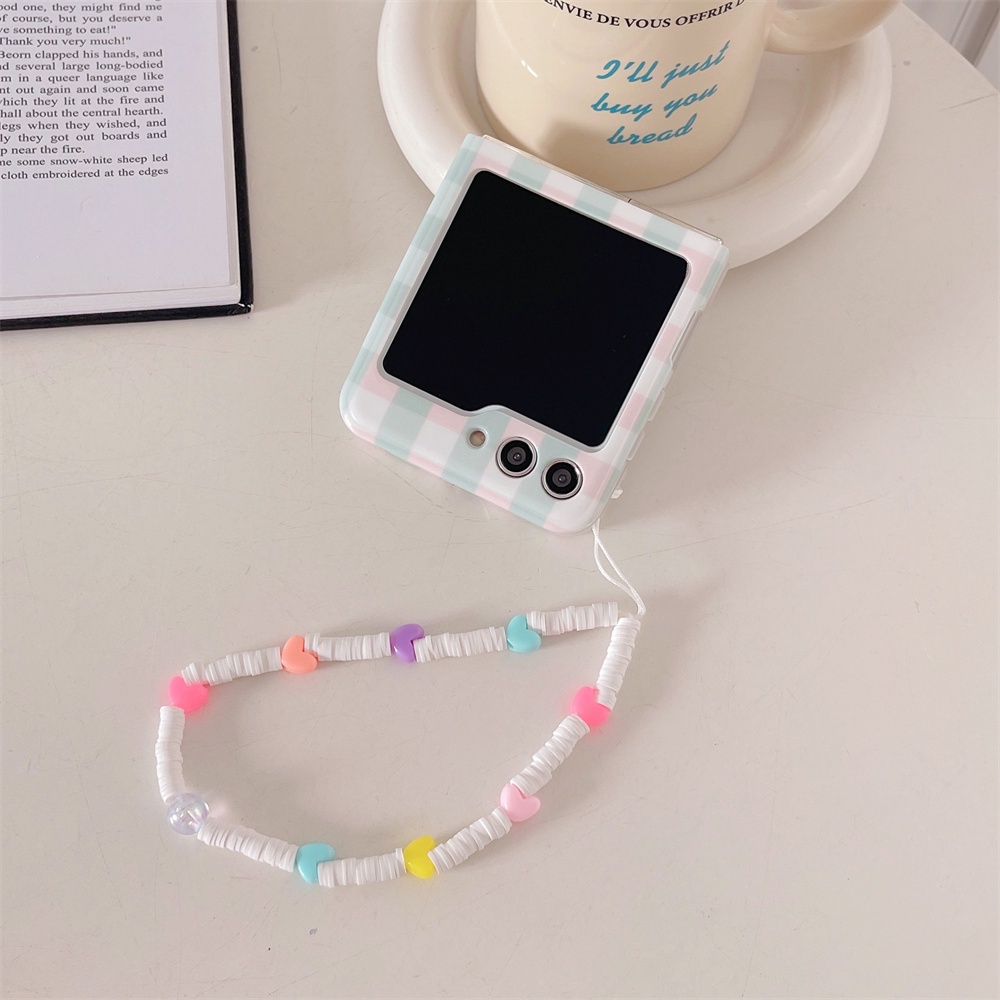 Vỏ điện thoại tpu mềm cho samsung galaxy z flip 5 5g flip5 ins korean lattice love bracelet silicone anti-fall cover case