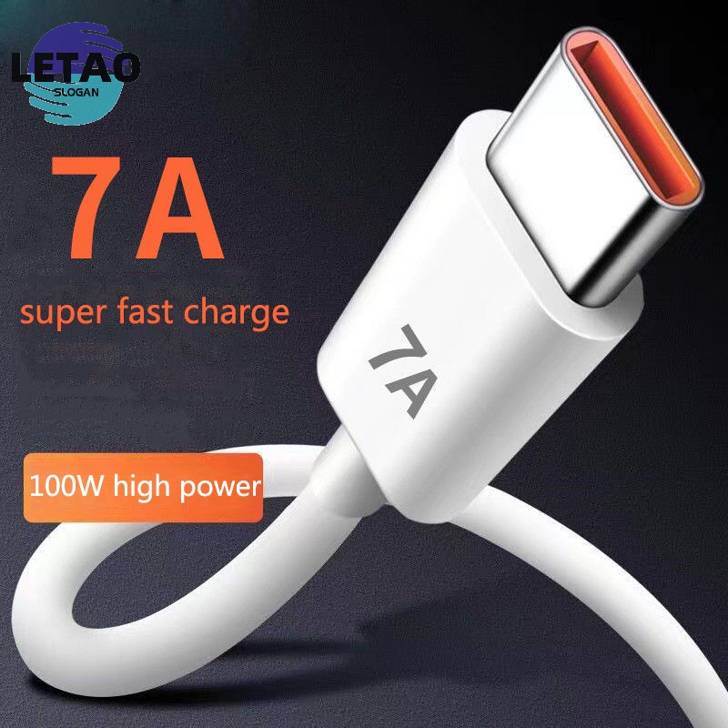{LeTao} Cáp USB 7A 100W Loại C Cáp sạc siêu nhanh cho Huawei mate40pro nova9 mới