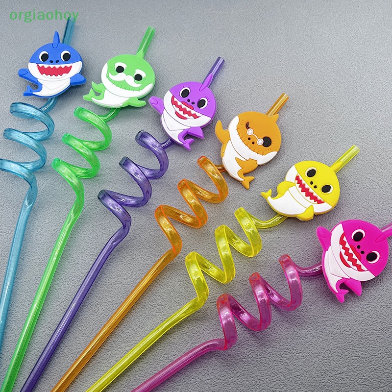 Orgiaohoy baby shark uống ống hút trẻ em bé trai cô gái trang trí tiệc sinh nhật bé tắm đầy màu sắc phim hoạt hình anime bữa tiệc đồ ăn vn