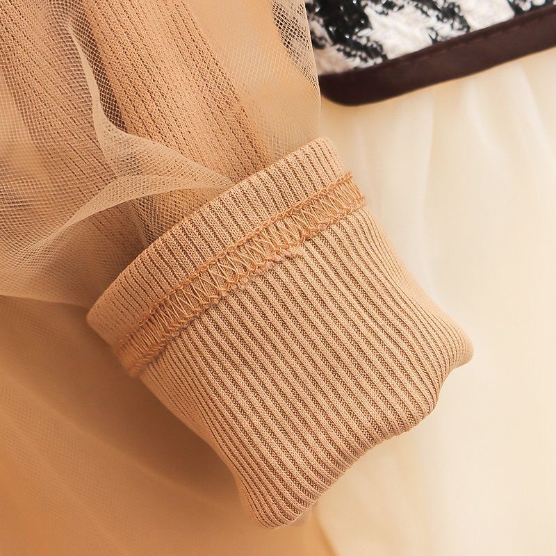 Catimini Váy con gái váy công chúa phong cách mới mùa xuân và mùa thu váy trẻ em dài tay vest váy lưới hợp thời trang