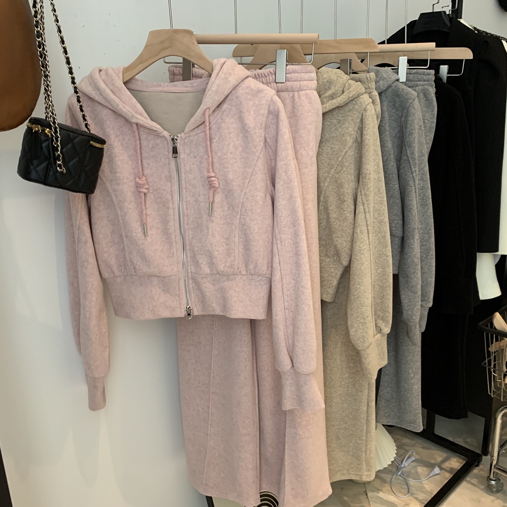 Hood sweatshirt wide-leg pants fashion suit women casual two-piece suit