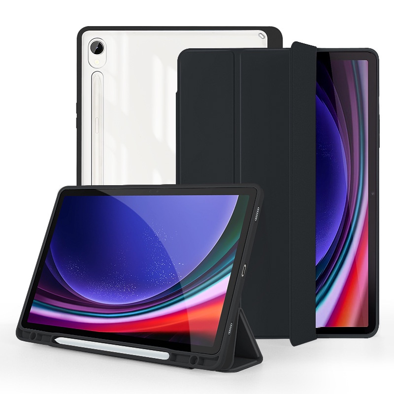 Hộp đựng bút chì cho samsung galaxy tab s9 + 5g s9plus 12.4 2023 smart cover case sm-x710 sm-x716b sm-x718u 11 "máy tính bảng trong suốt vỏ sau bằng acrylic