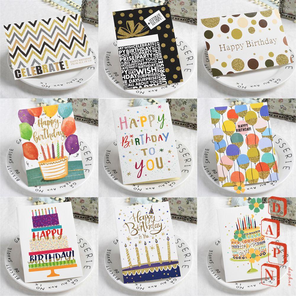 Thiệp Chúc Mừng Sinh Nhật DAPHS Màu Trắng Chất Liệu Các Tông Màu Đồng