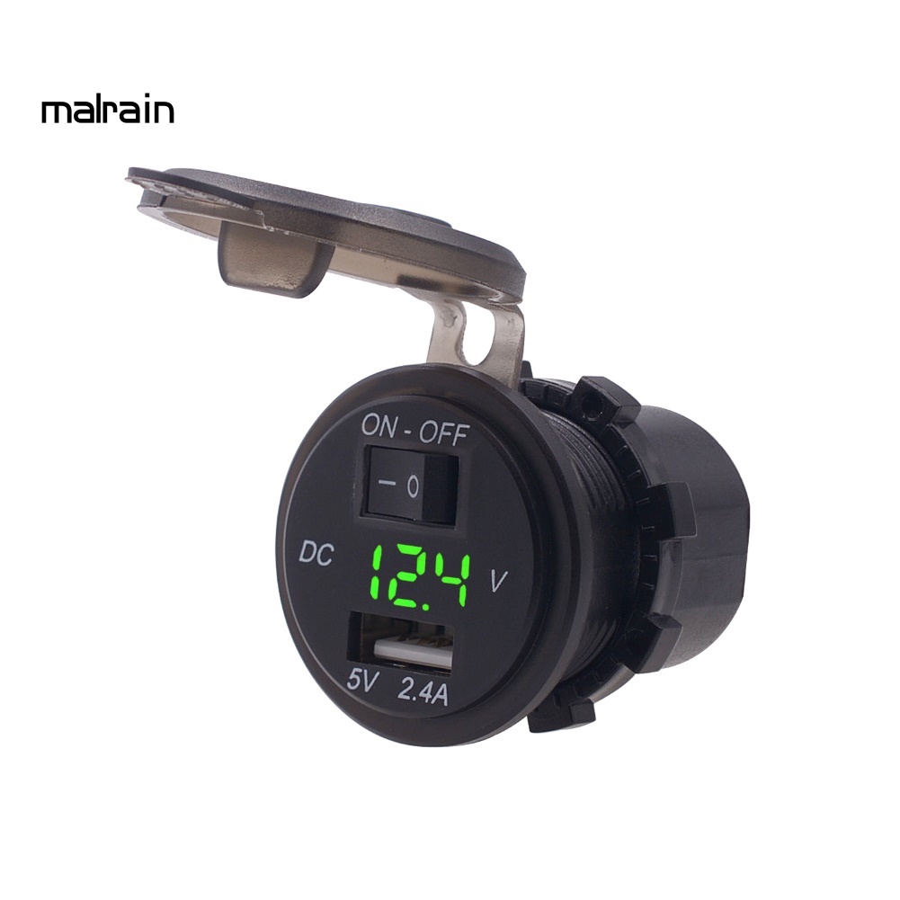 Vôn Kế USB Có Đèn LED Hiển Thị Thông Dụng Cho Xe Hơi / Xe Máy / Tàu Thuyền